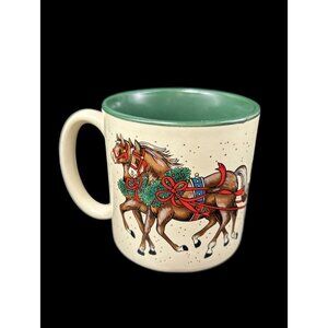 Vintage 1987 Potpourri Press Marvelous Mugs Christmas Horse And Sleigh Mug